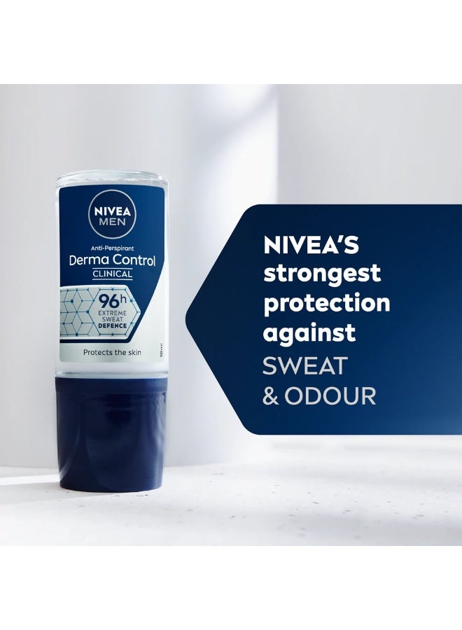 Nivea Men Derma Dry Control Deodorant Anti-Perspirant 96H Roll-On 50 ml - Image 2